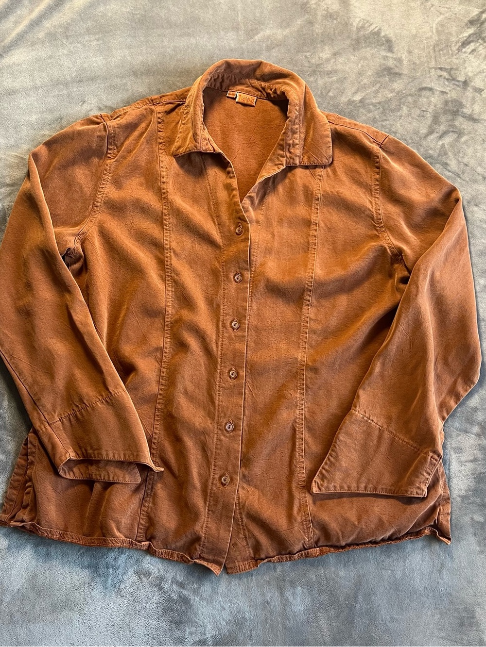 Tianello Women's Button-Front Blouse in Rust